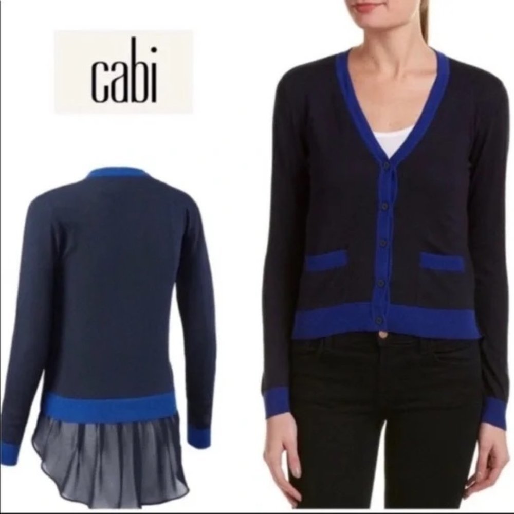 CAbi Women's Black and Blue Cardigan Sweater